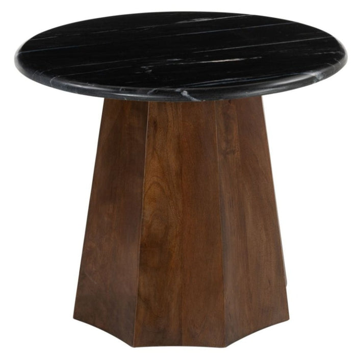 Round Black & Brown Accent Table