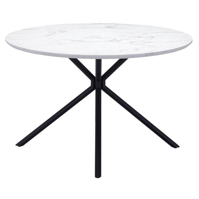 Round White Faux Marble Dining Table