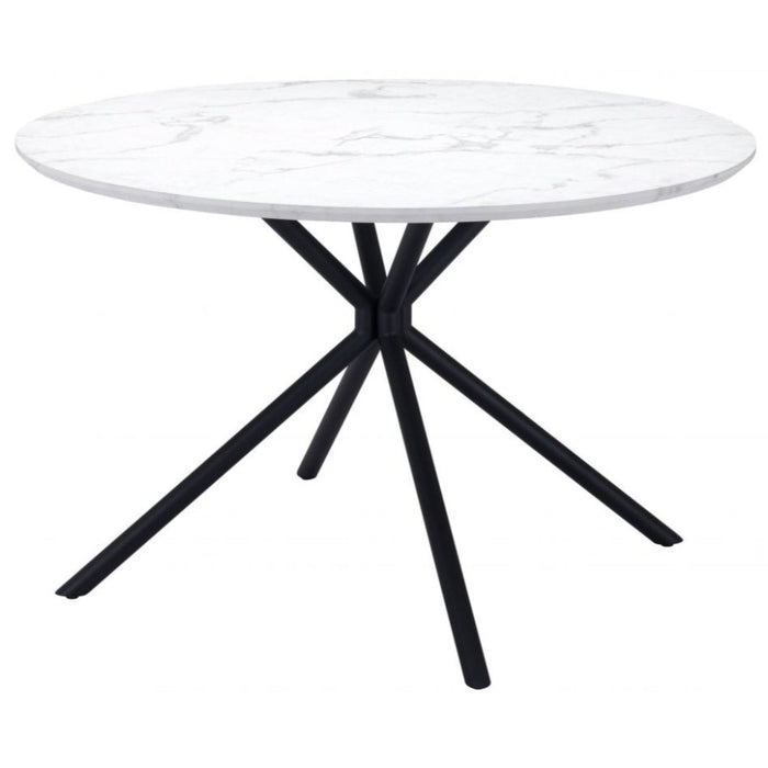 Round White Faux Marble Dining Table