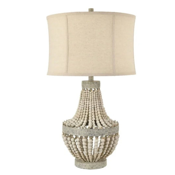 White-Washed Beaded Table Lamp