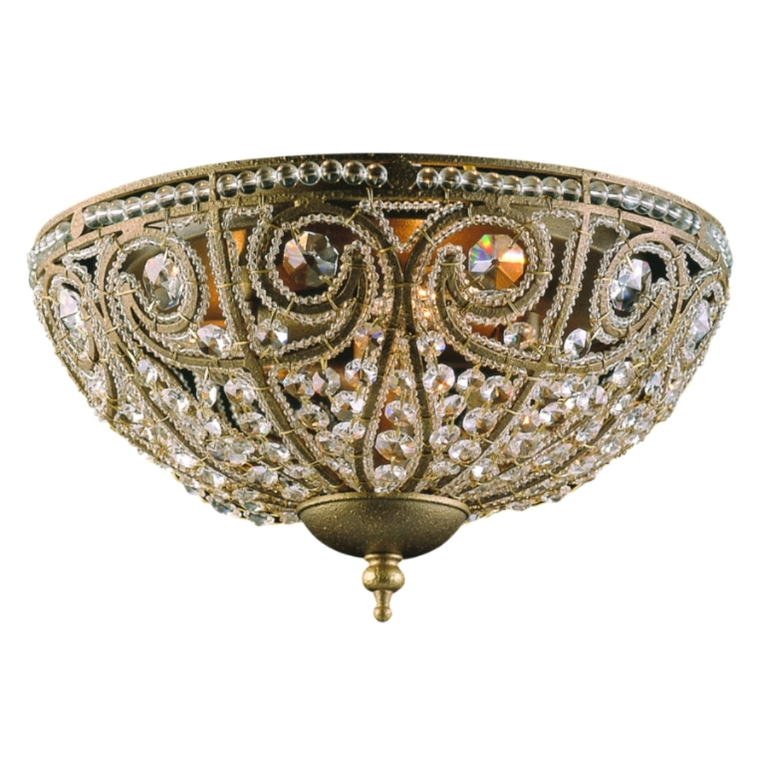 Antique Gold Crystal Flush Mount Ceiling Light