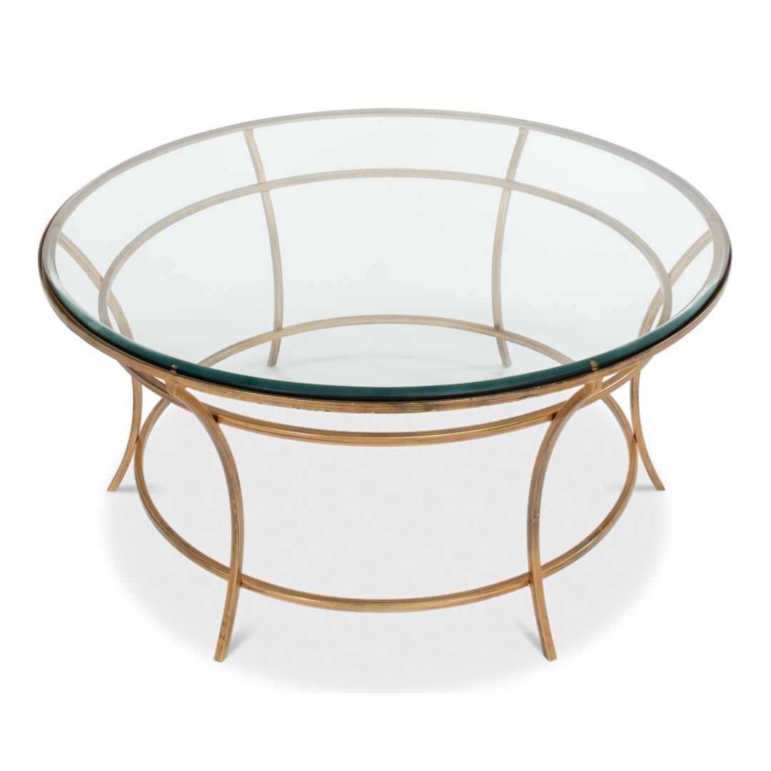 Contemporary Glass Top Gold Coffee Table