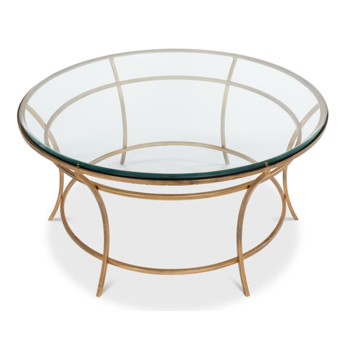 Contemporary Glass Top Gold Coffee Table