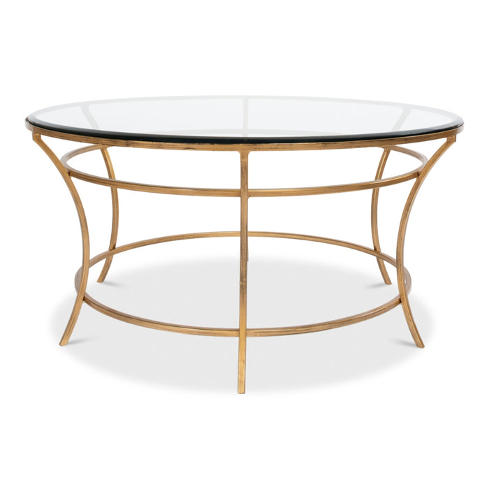 Contemporary Glass Top Gold Coffee Table