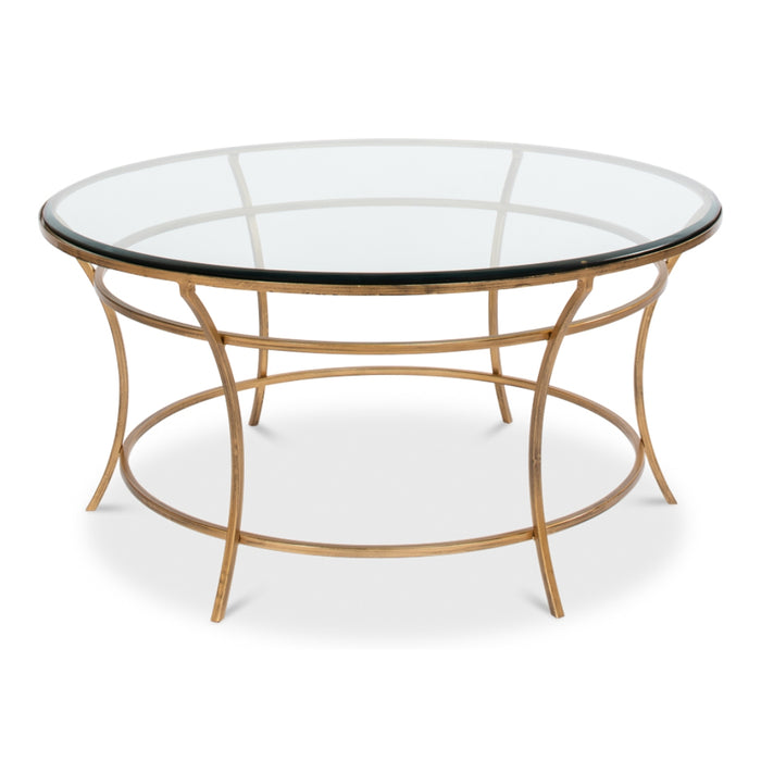 Contemporary Glass Top Gold Coffee Table