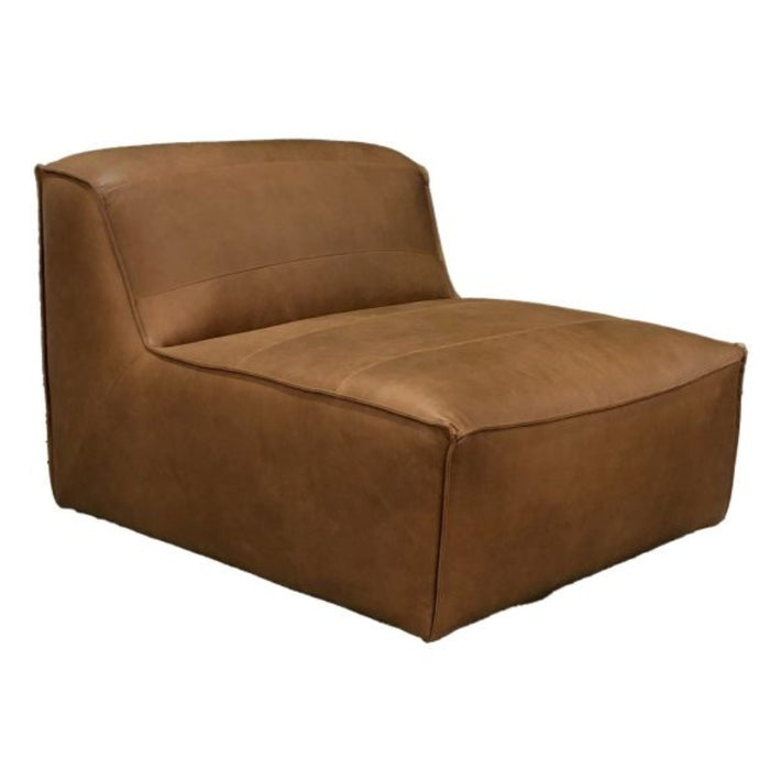 Armless Mocha Leather Finish Accent Chair