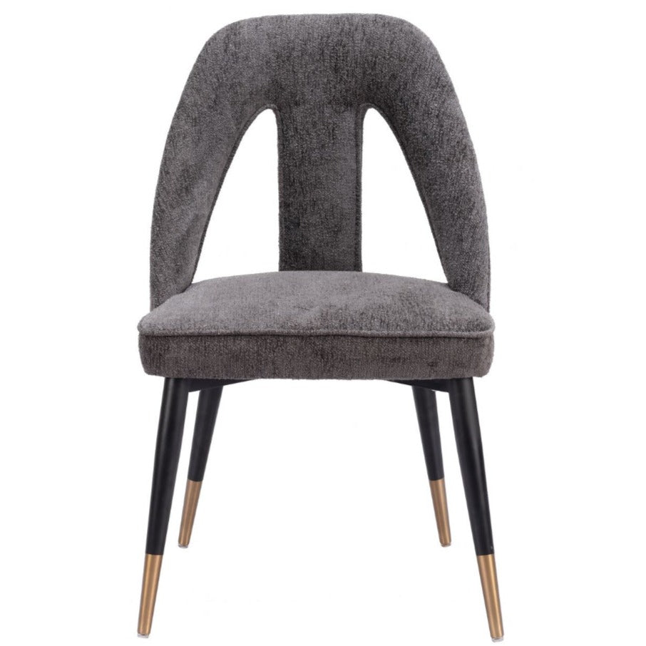 Gray Plush Fabric Dining Chair