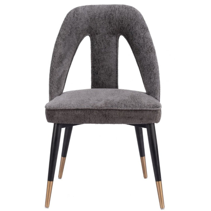 Gray Plush Fabric Dining Chair