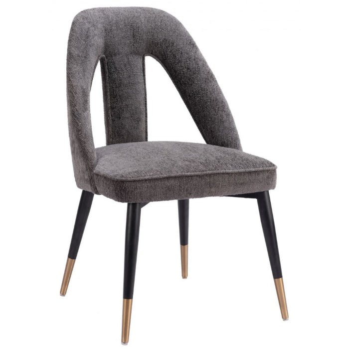 Gray Plush Fabric Dining Chair