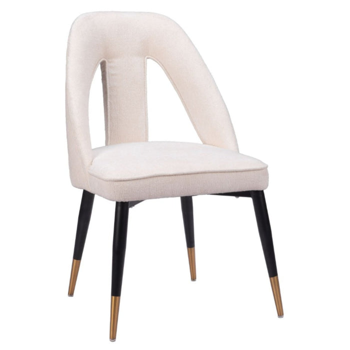 White Plush Fabric Dining Chair