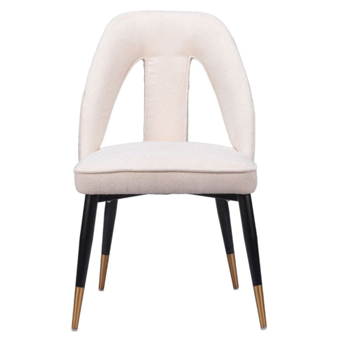 White Plush Fabric Dining Chair