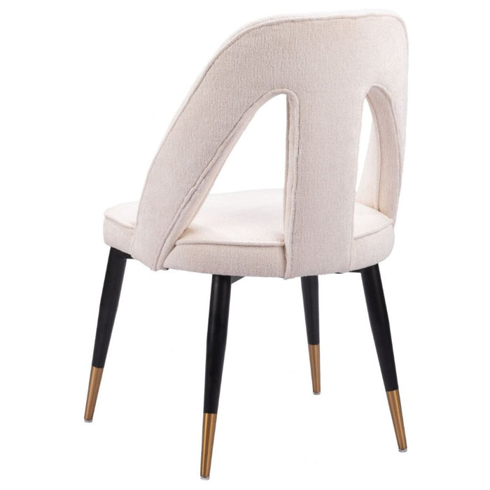 White Plush Fabric Dining Chair