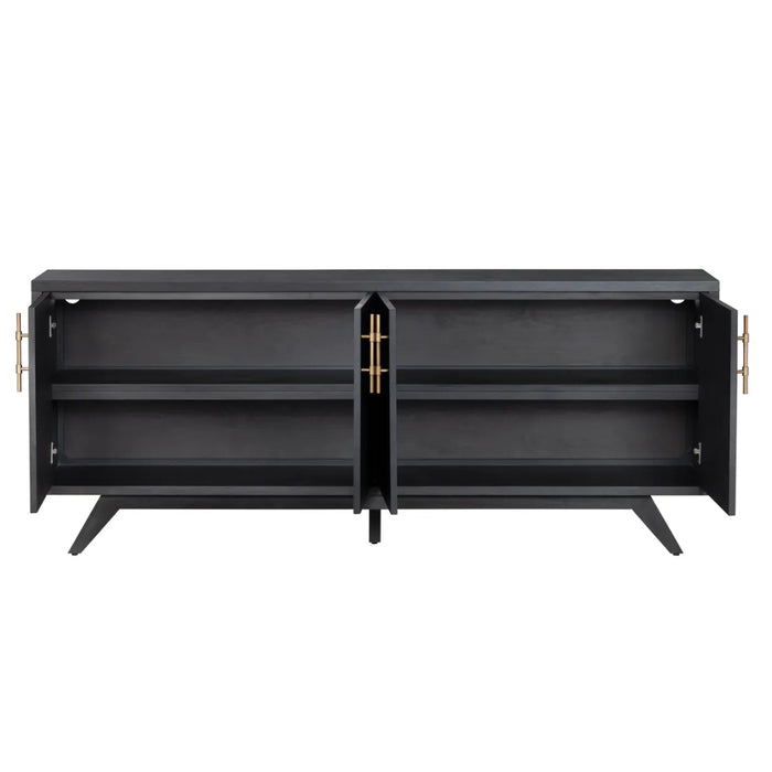 Black Mid-Century Modern Four-Door Sideboard