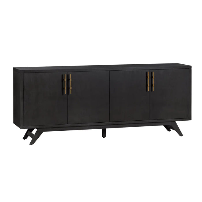 Black Mid-Century Modern Four-Door Sideboard