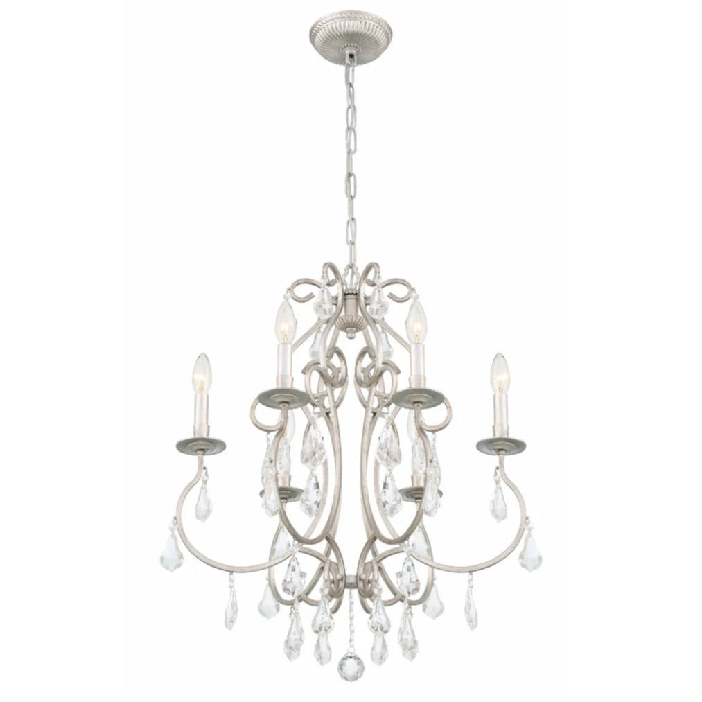 6-Light Olde Silver Crystal Chandelier