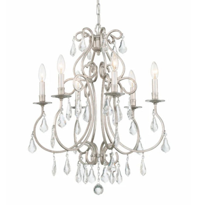 6-Light Olde Silver Crystal Chandelier