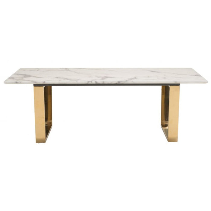 Rectangular White & Gold Coffee Table