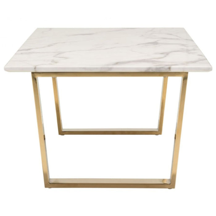 Rectangular White & Gold Coffee Table