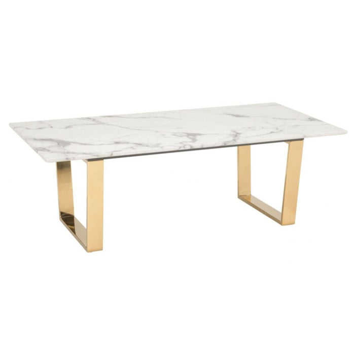 Rectangular White & Gold Coffee Table