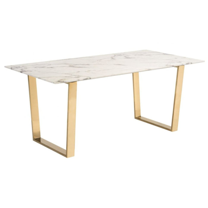 Rectangular White & Gold Dining Table