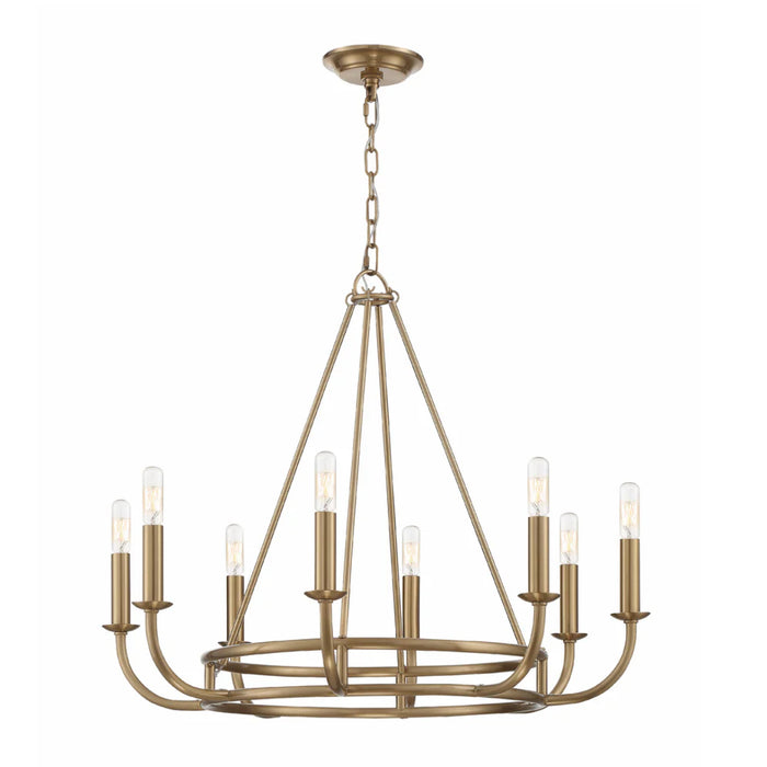 8-Light Aged Brass Sleek Chandelier