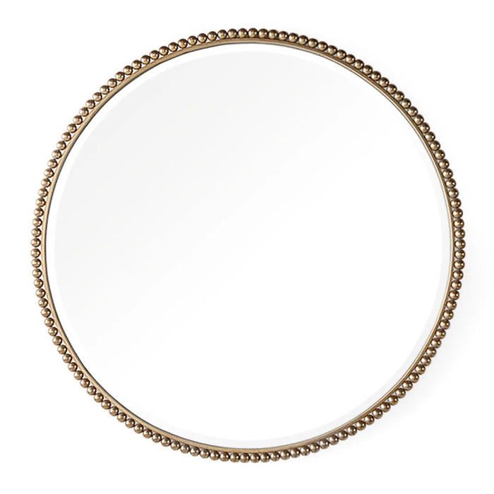 Beaded Round Gold Mirror