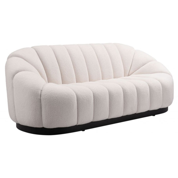 White Boucle Sofa