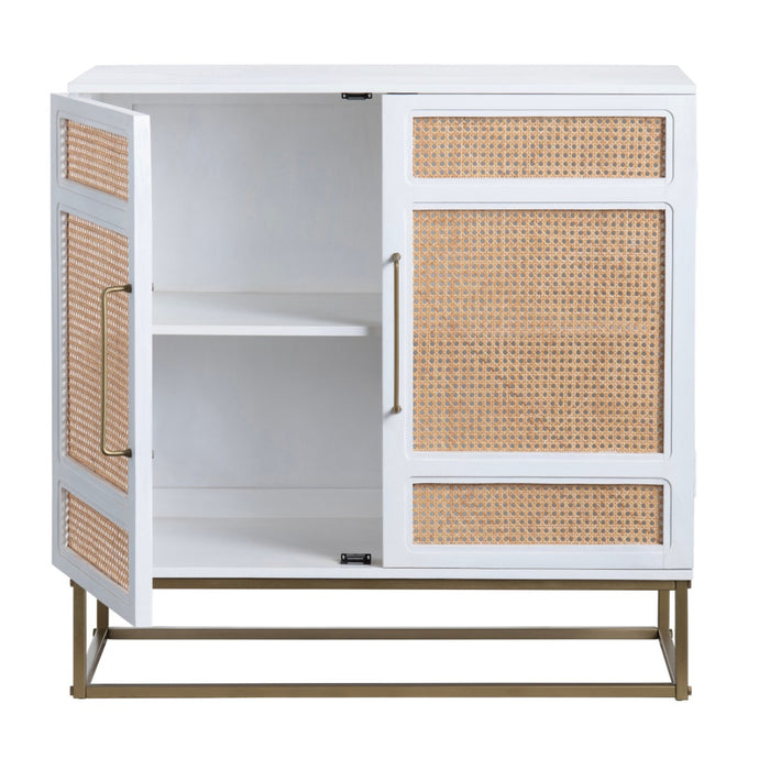 Biscayne White Cane Side Cabinet