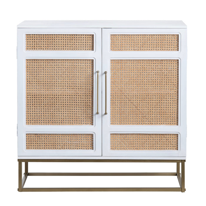 Biscayne White Cane Side Cabinet