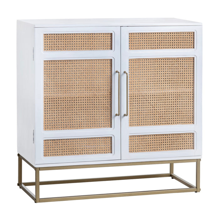 Biscayne White Cane Side Cabinet