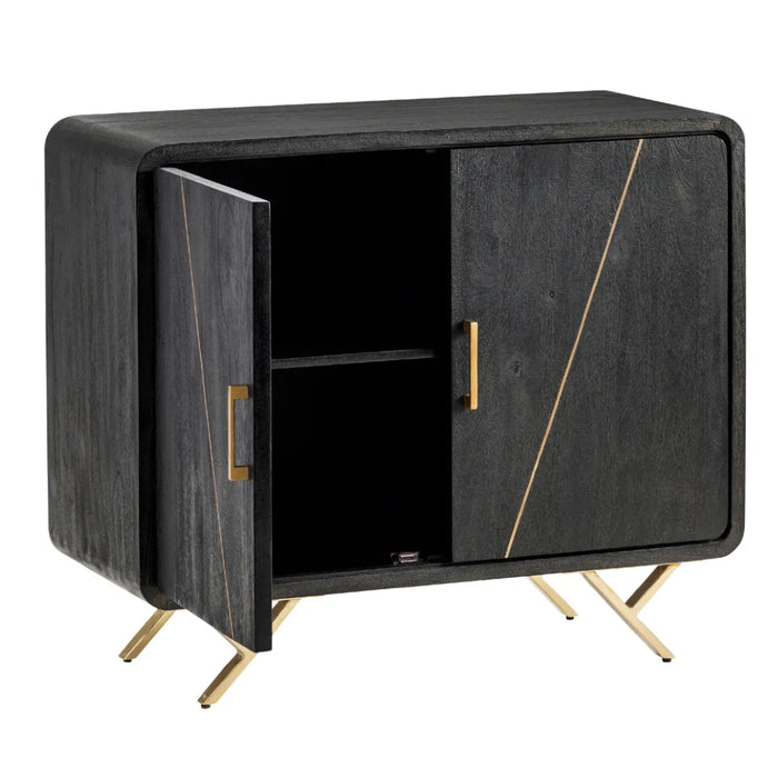 Black Diagonal Accent Side Cabinet