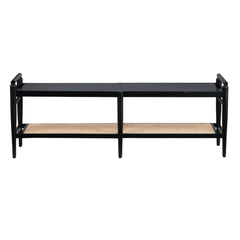 Black Weave Rattan Accent Bench