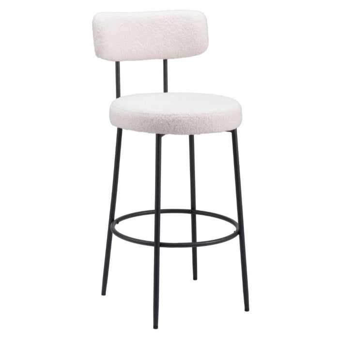 White Boucle Barstool