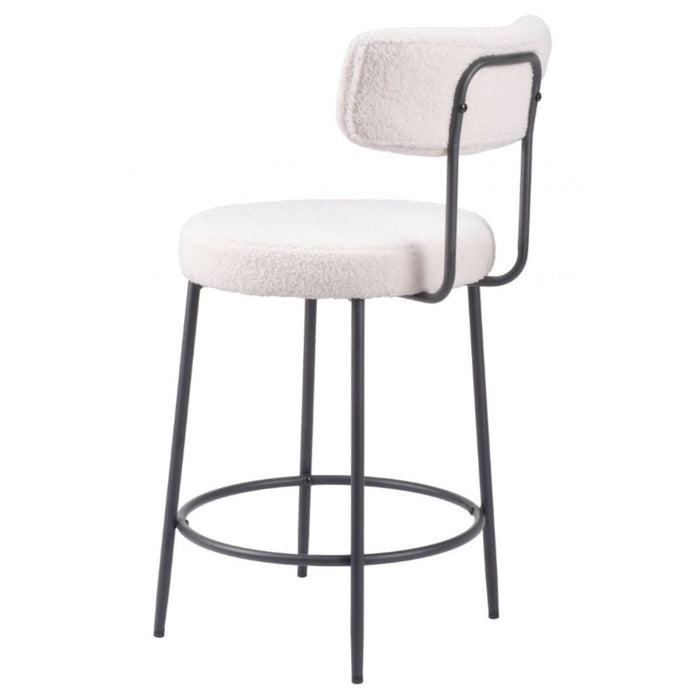 White Boucle Counter Stool