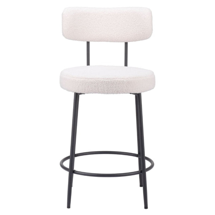 White Boucle Counter Stool