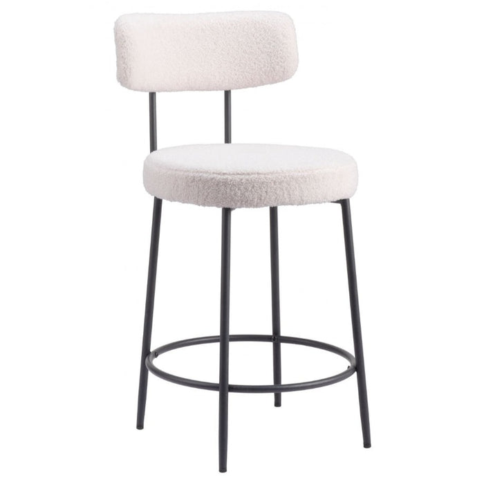 White Boucle Counter Stool