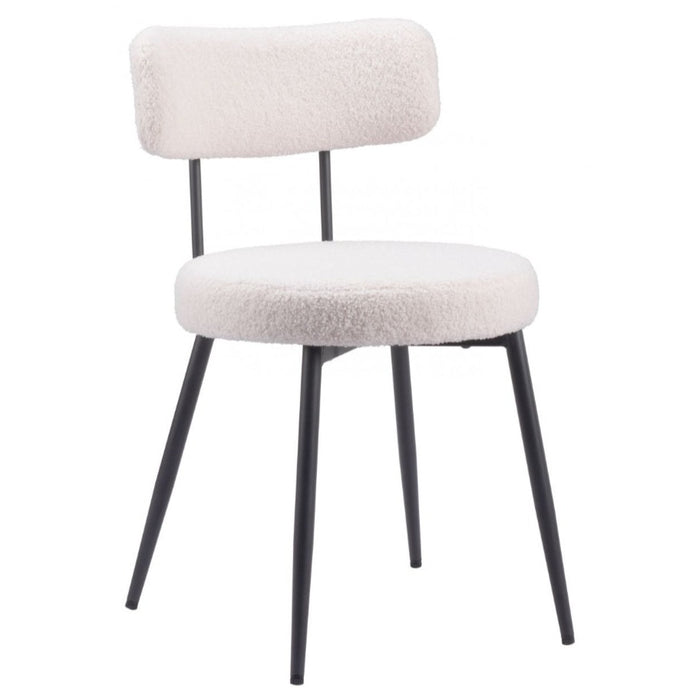 White Boucle Dining Chair