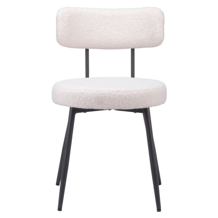 White Boucle Dining Chair