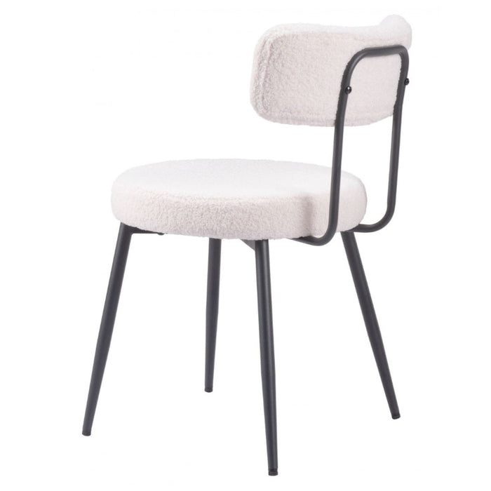 White Boucle Dining Chair