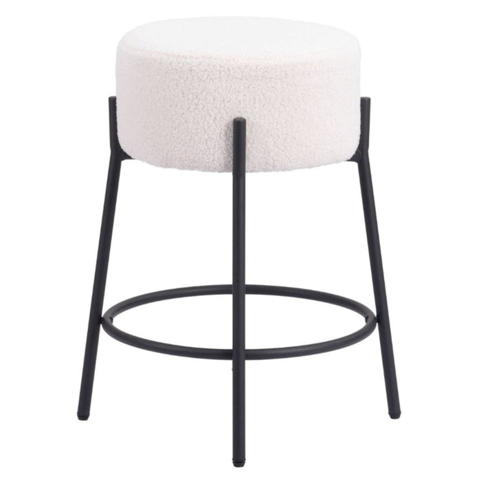 Round White Boucle Counter Stool