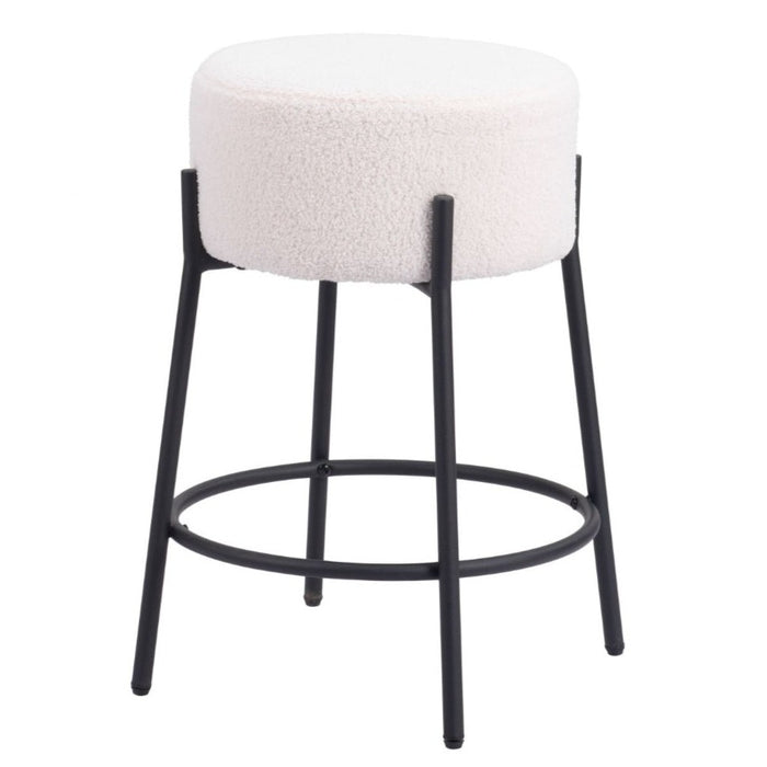 Round White Boucle Counter Stool