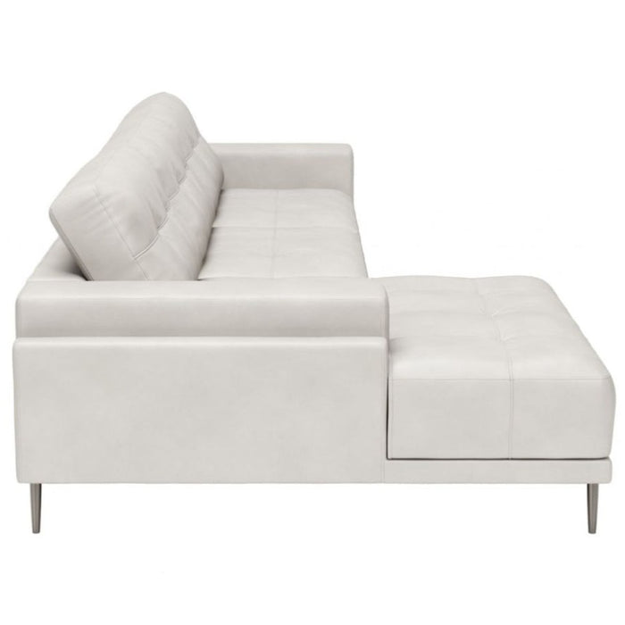 White Bovine Leather Chaise Sectional