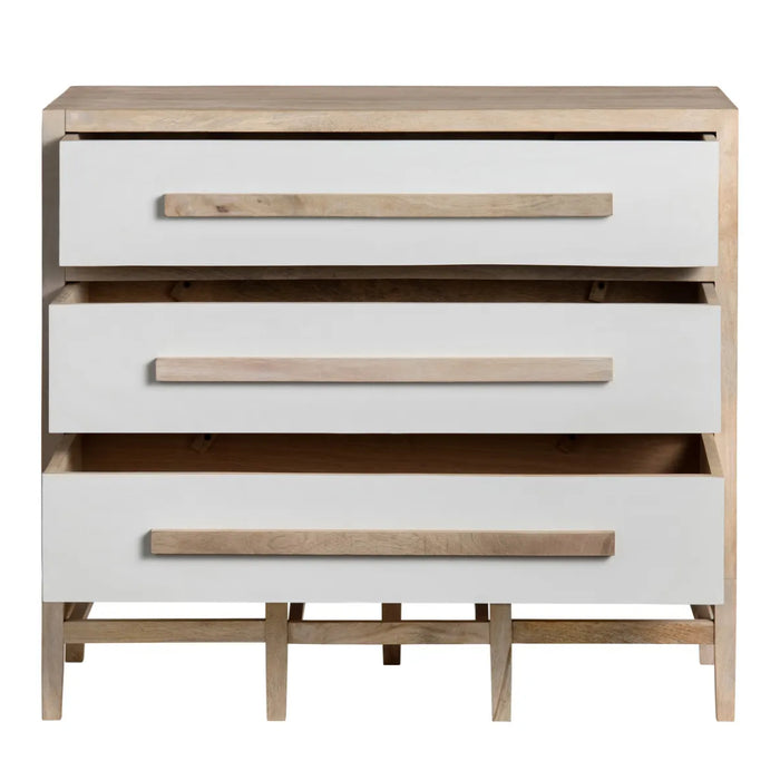 Transitional White Wooden 3-Tier Chest