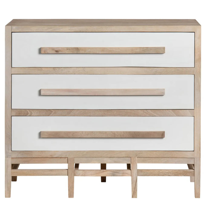 Transitional White Wooden 3-Tier Chest