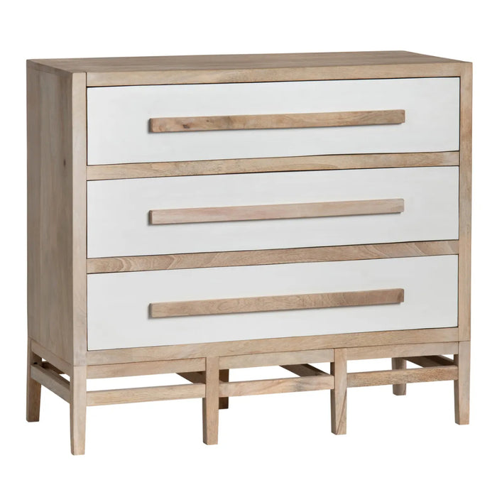 Transitional White Wooden 3-Tier Chest