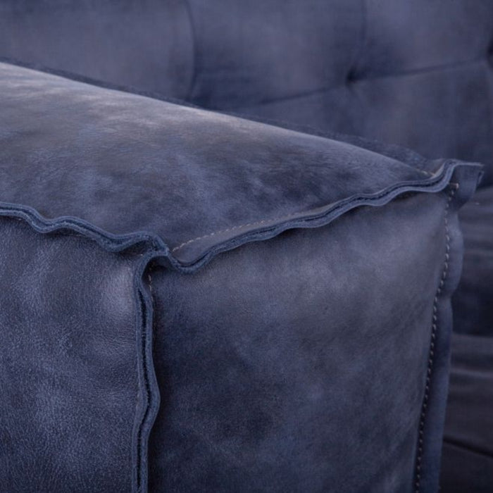 Blue Top Grain Leather Sofa