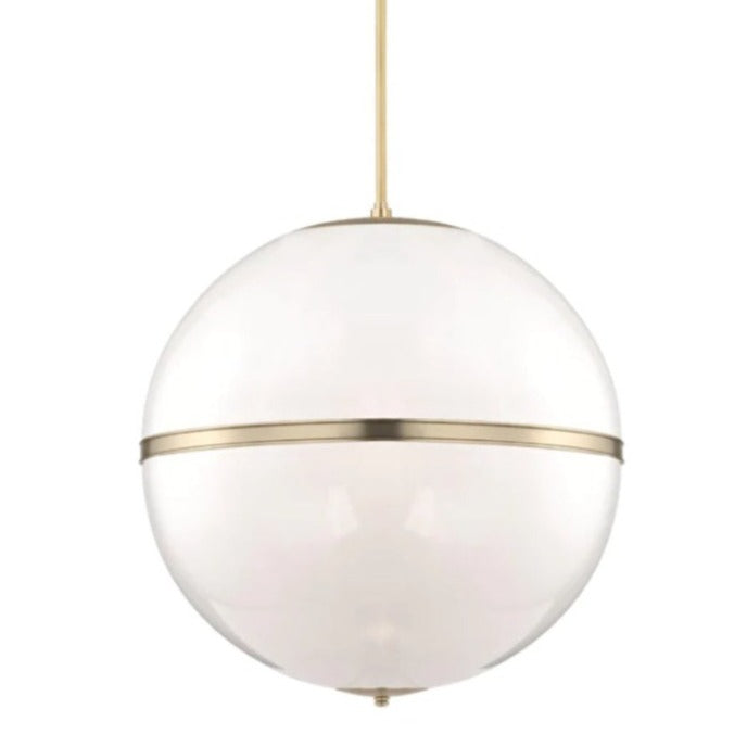 4-Light White Aged Brass Globe Chandelier