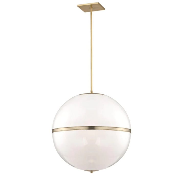 4-Light White Aged Brass Globe Chandelier