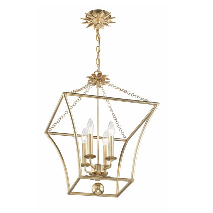 3-Light Gold Floral Chandelier