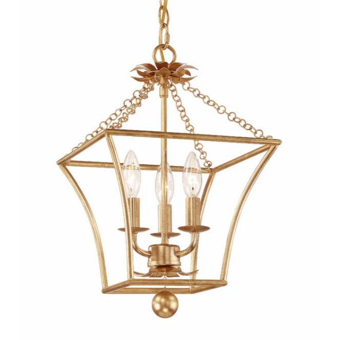 3-Light Gold Floral Chandelier